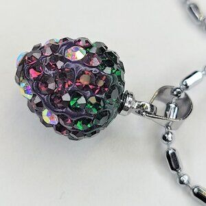Heart Style Purple and Green Crystal Rhinestones Pendant Necklace